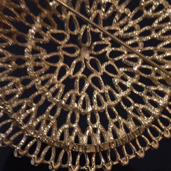 Sarah Coventry Designer Large Midcentury Sunburst Brooch Pin Gold Tone 2.5" - Picture 5 of 9